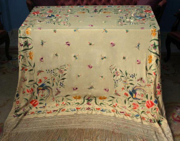 Mantón de Manila Imperio flores y pajaros (M108) - Imagen 13