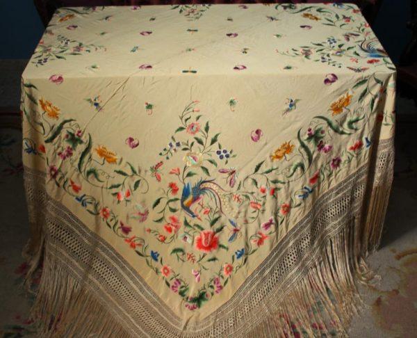 Mantón de Manila Imperio flores y pajaros (M108) - Imagen 15