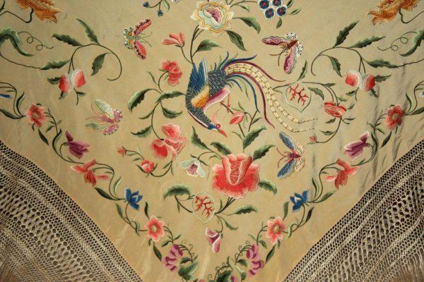 Mantón de Manila Imperio flores y pajaros (M108) - Imagen 21