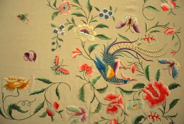 Mantón de Manila Imperio flores y pajaros (M108) - Imagen 37