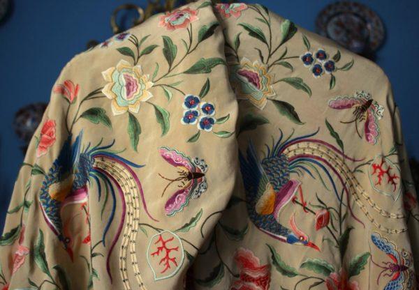 Mantón de Manila Imperio flores y pajaros (M108) - Imagen 3