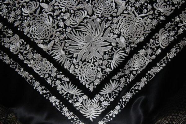 Mantón de Manila Negro y Blanco (M171) - Imagen 18