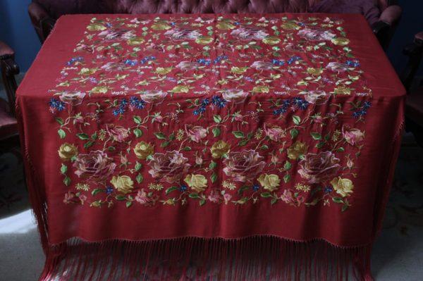 Mantón de Manila Vintage rojo (M100) - Imagen 16