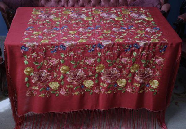 Mantón de Manila Vintage rojo (M100) - Imagen 18