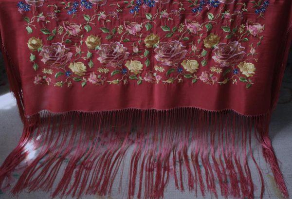 Mantón de Manila Vintage rojo (M100) - Imagen 19