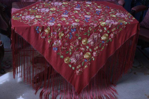 Mantón de Manila Vintage rojo (M100) - Imagen 24