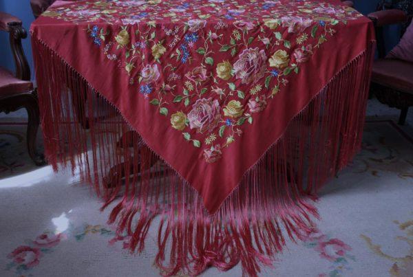 Mantón de Manila Vintage rojo (M100) - Imagen 25