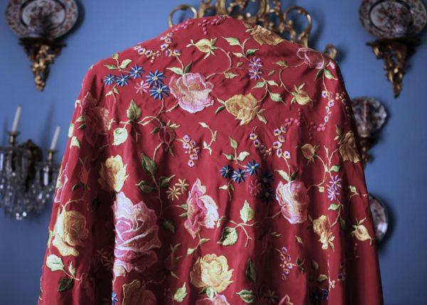 Mantón de Manila Vintage rojo (M100) - Imagen 7